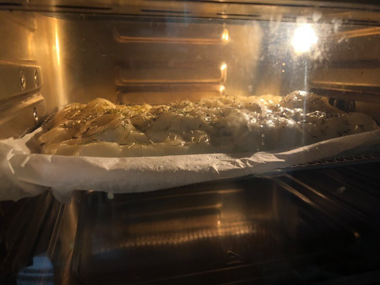 Focaccia in the oven