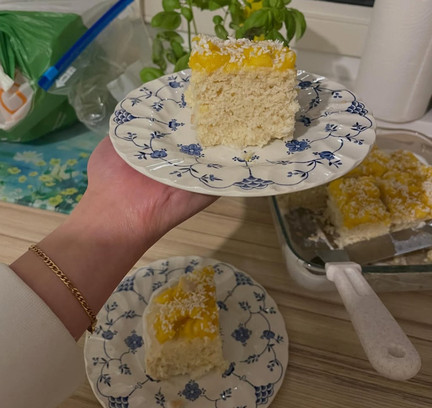 Mango coconut cake slice